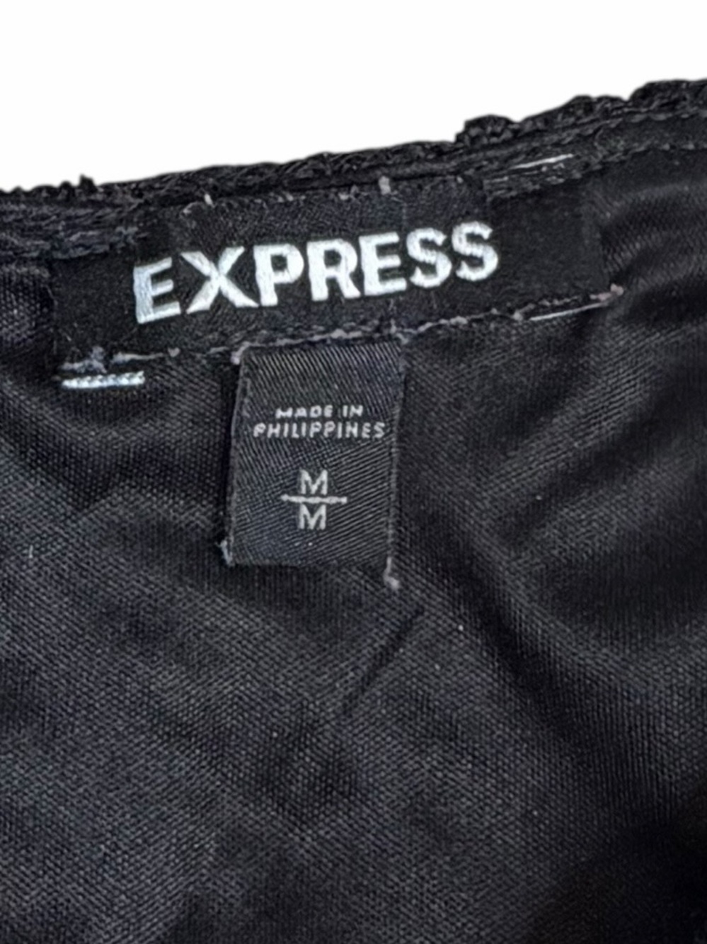 Express Black Baroque Lace Crochet Ruffle Sleeve Blouse - Size Medium - Picture 10 of 16